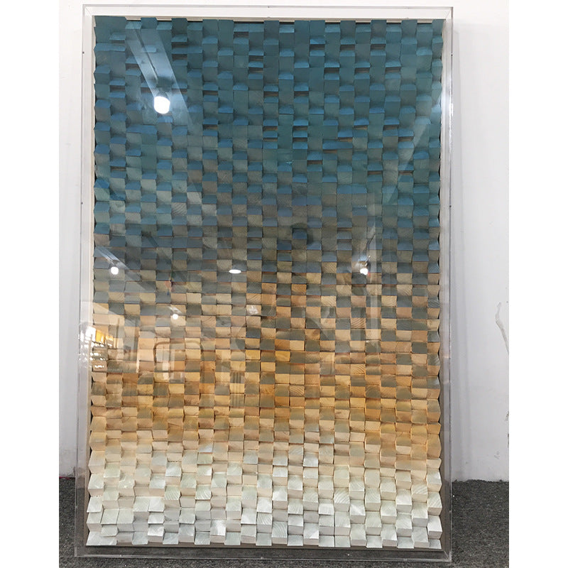 Peinture sur toile de bloc de bois de mosaïque tridimensionnelle décorative