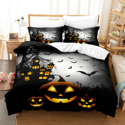 Juego de tres piezas de ropa de cama navideña de sábanas de la serie Halloween