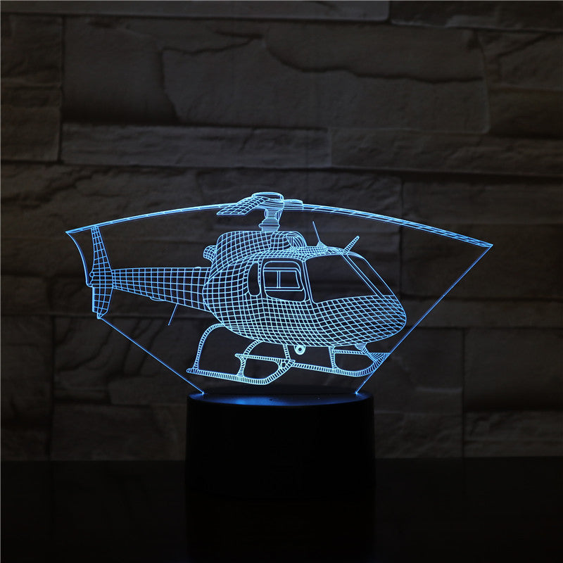 Lámpara de escritorio LED táctil colorida con luz nocturna 3D serie helicóptero