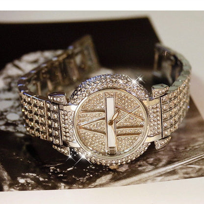 Relojes de lujo con diamantes para mujer, marca de moda, pulsera de acero inoxidable, reloj de pulsera de diseño para mujer, reloj de cuarzo, reloj femenino