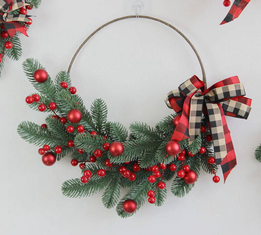 Christmas PE Pine Needle Vine Ring Garland Decorations