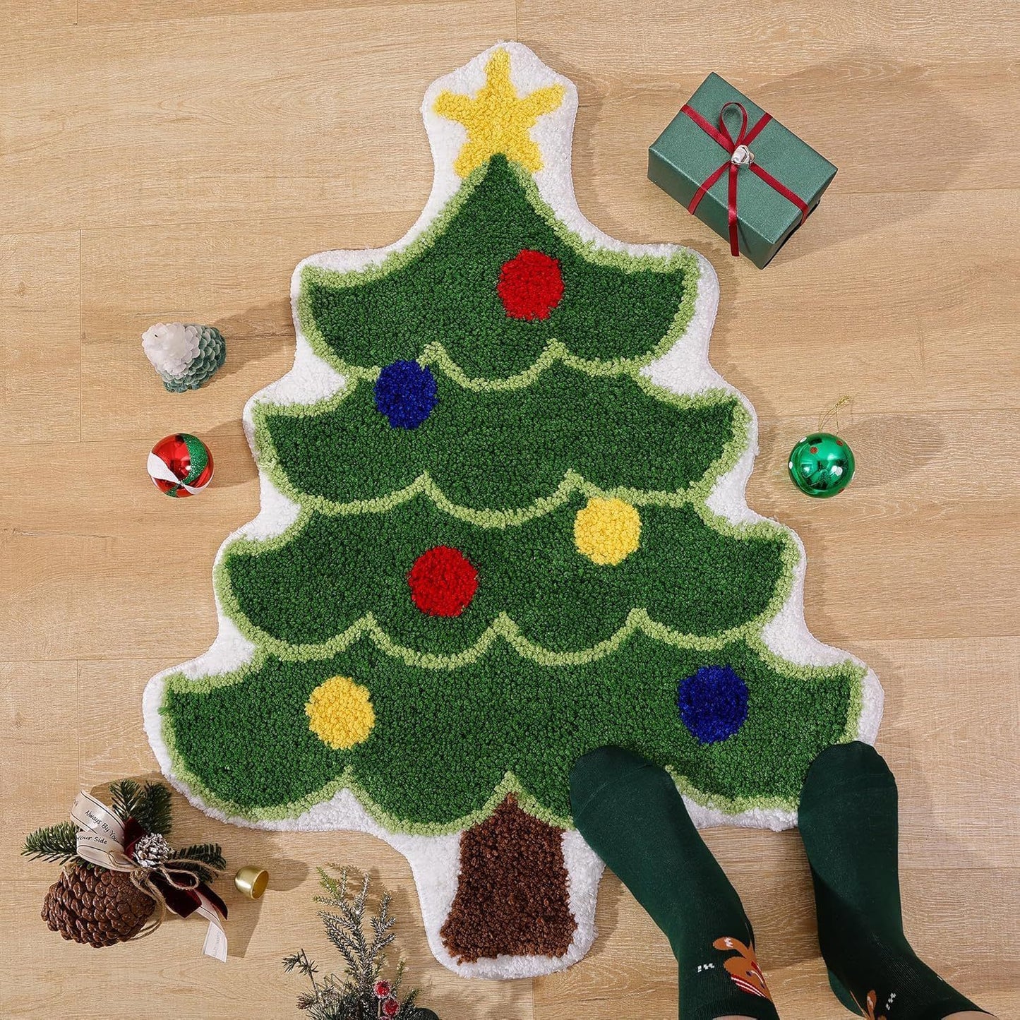 Tapis en cachemire motif sapin de Noël nordique