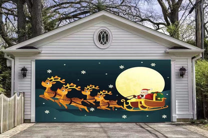 Tapiz de tela para puerta de garaje con fondo navideño