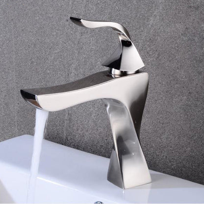 Square golden bathroom cabinet faucet hot and cold