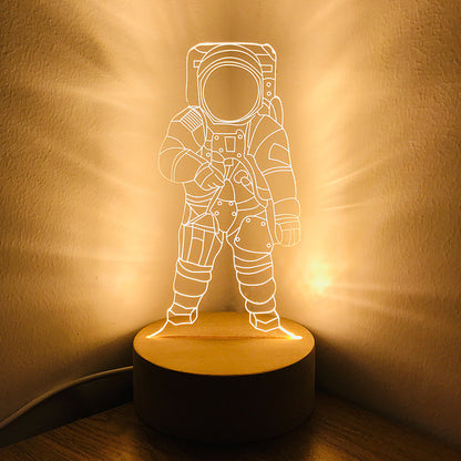 Spaceman Astronaut Small Night Lamp Children's Room Bedroom Bedside Lamp LED Charging Dimming Birthday Gift For Boy