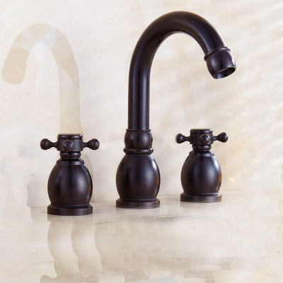 Robinet d'eau chaude et froide de lavabo Antique, baignoire en trois pièces en laiton