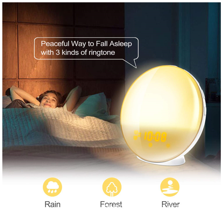 Simulation Nature Sounds Sleeping Light Alarm Clock