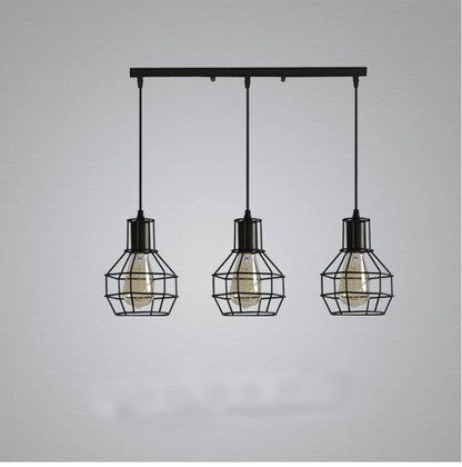 Small Iron Cage Industrial Chandeliers American Country Bar Table Lamps