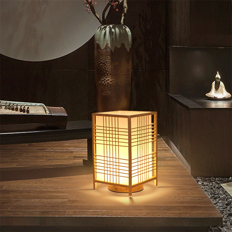 Lampe de table d'ambiance de style japonais rechargeable rétro