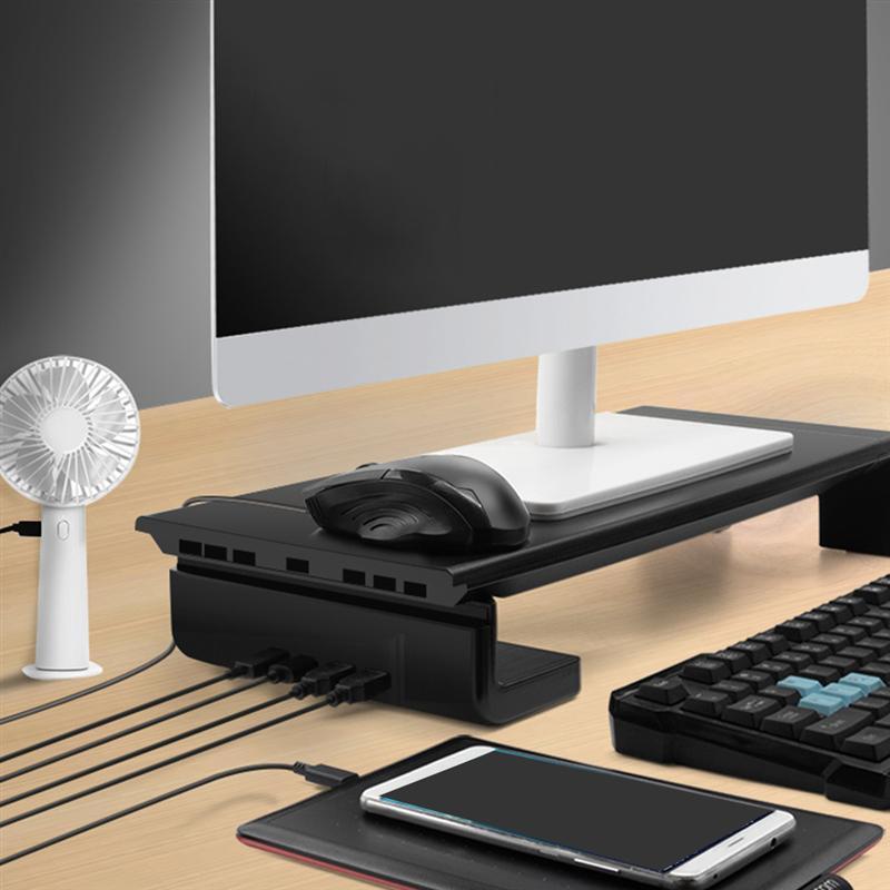 Monitor de computadora portátil con mesa plegable de carga USB con marco elevado