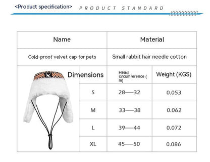 Chapeau polaire résistant au froid pour animaux de compagnie