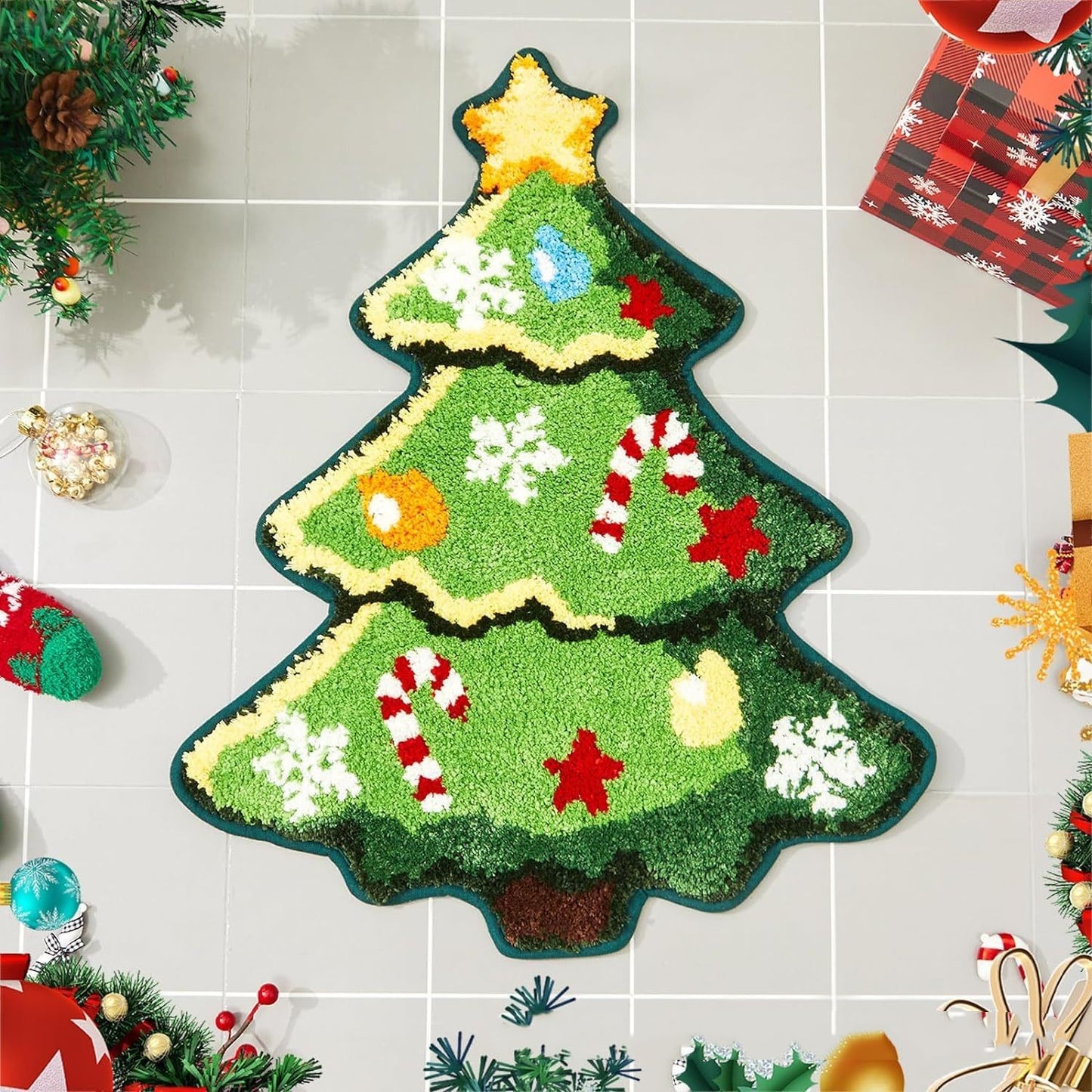 Tapis en cachemire motif sapin de Noël nordique