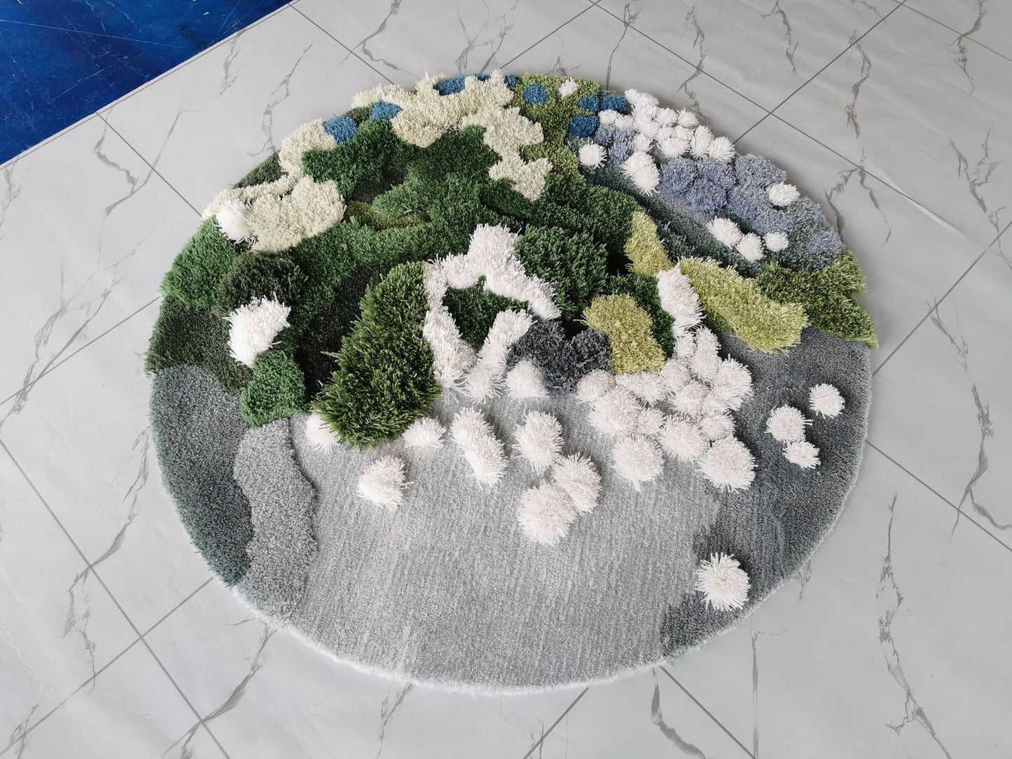 Pure Handmade Wool Carpet Round Living Room Bedroom Forest Moss