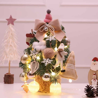 Desktop Mini Christmas Tree With LED Lights DIY Christmas Nightlight Decorations With Color Ball