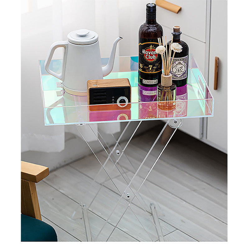 Table pliante portative en acrylique transparent, petite