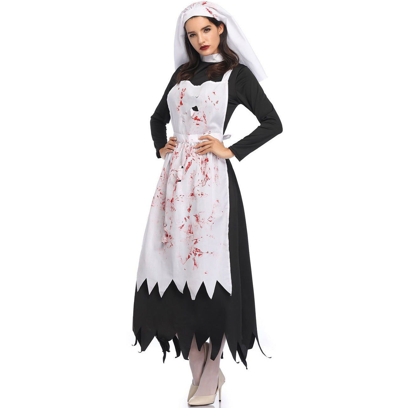 Robe de soirée de vacances Robe de nonne d'Halloween