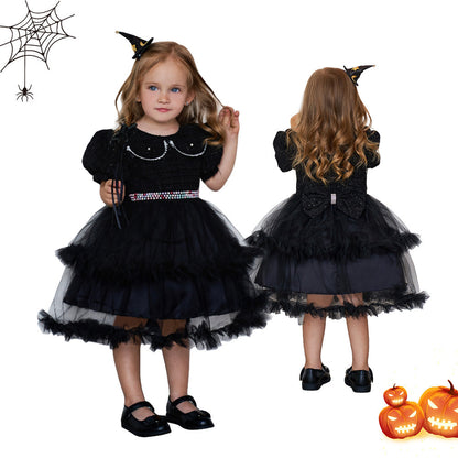 Robe à manches bouffantes en maille à la mode pour filles pour Halloween