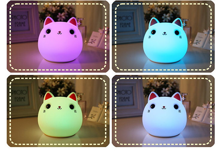 Lampe LED en silicone chat mignon