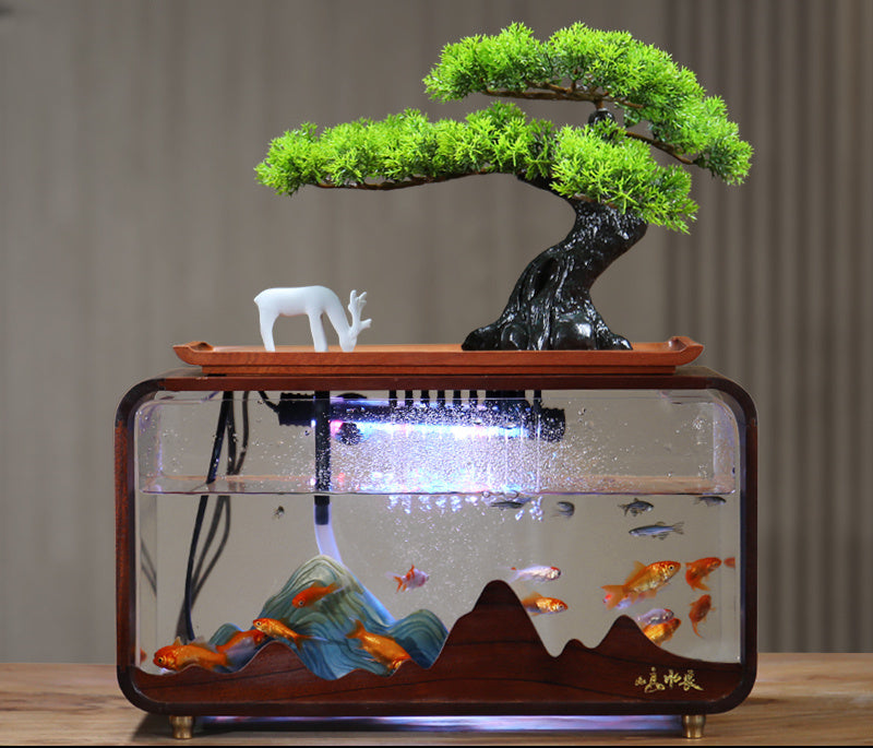 Ornements d'eau courante pour aquarium de bureau, salon de luxe léger