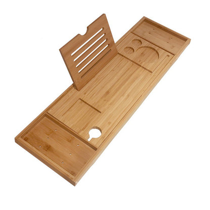 Support de baignoire en bois de bambou, support télescopique pour téléphone de salle de bains