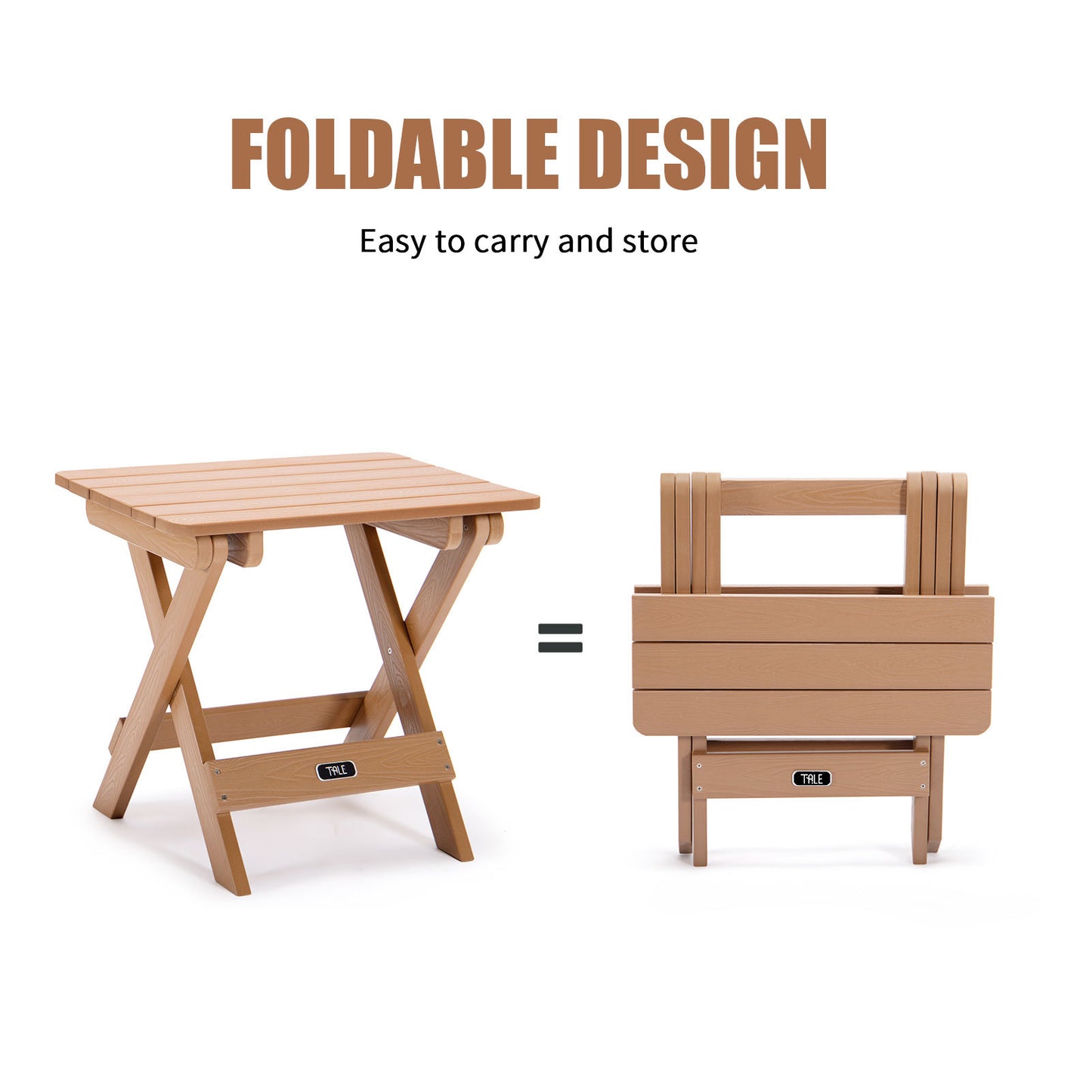 TALE Adirondack Table d'appoint pliante portative carrée, table en bois en plastique résistant aux intempéries et à la décoloration, parfaite pour le jardin extérieur, la plage, le camping, les pique-niques, Ban Amazon