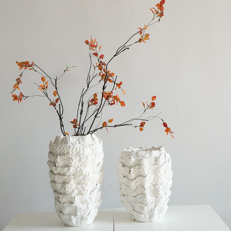 Vase en céramique blanc créatif, Table à manger moderne, décoration de ventes, fleurs séchées et pot de fleurs