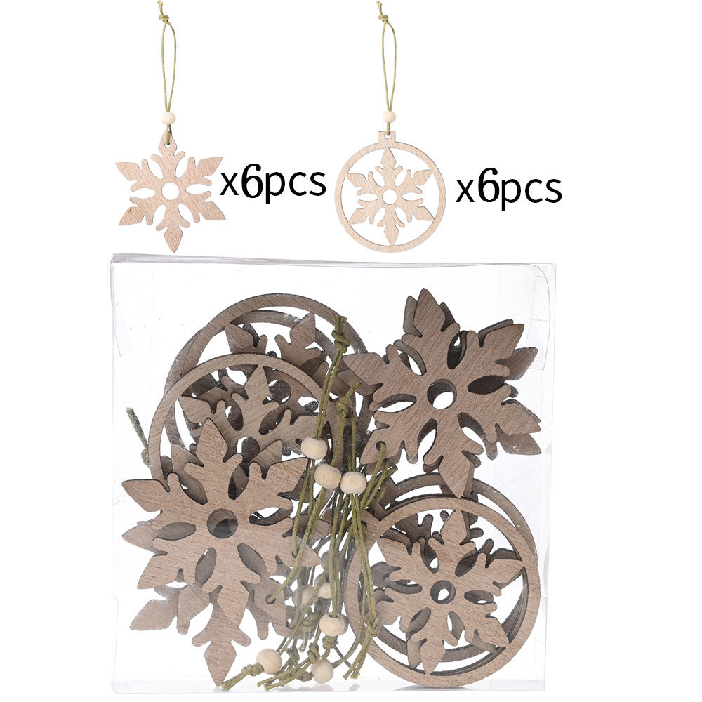 Christmas Decorations Transparent Boxed Wooden Pendant