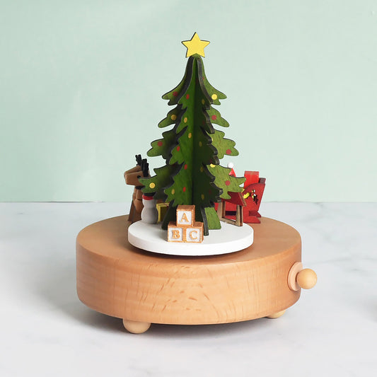 Wooden Crafts Christmas Tree Music Box