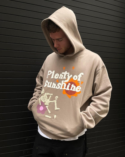 Sudadera con capucha y estampado de calavera de Halloween, sudadera con capucha y estampado de letras de espuma de grafiti, sudadera de manga larga