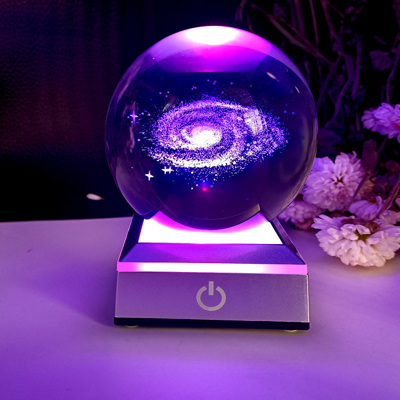 Décoration de bureau boule de cristal galaxie lumineuse créative