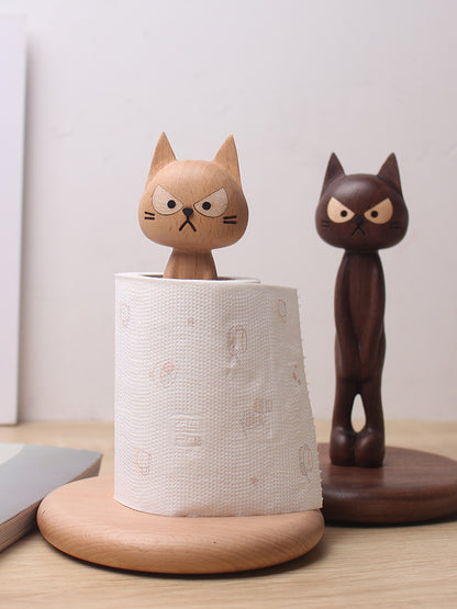 Wooden Cat Stand Tissue Holder