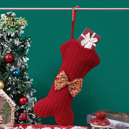 Christmas Decorations Knitting Wool Hanging Gift Bag