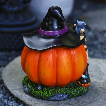 Halloween Witch Pumpkin House Decoration Ornaments Luminous Resin