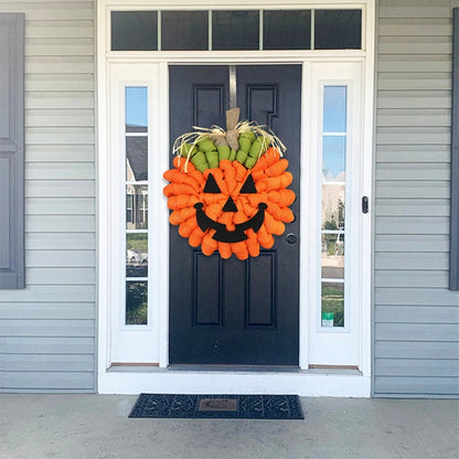 Couronne de citrouille d'automne pour Halloween, pendentif artificiel à suspendre à la porte d'entrée