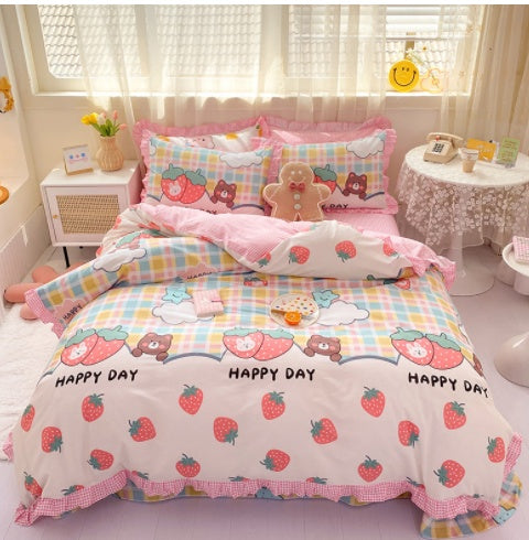 Cotton 100 Princess Wind Quilt Cover Cartoon Student Dormitory Bed