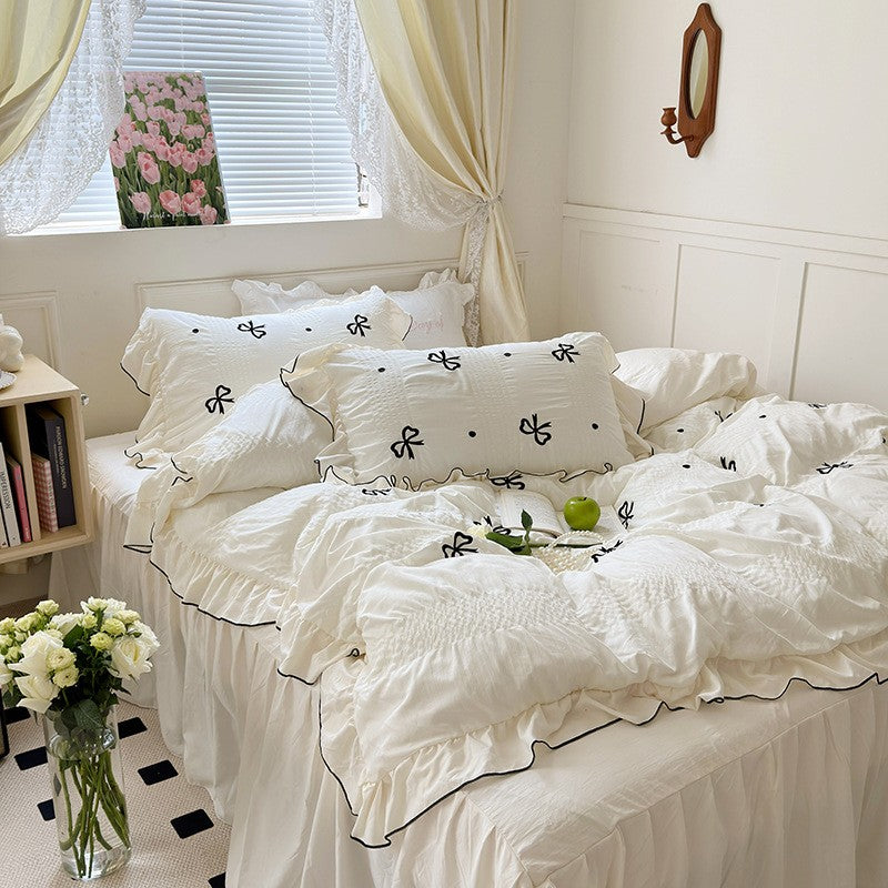 Ins Cream Style Soft Skin-friendly Bed Four-piece Set