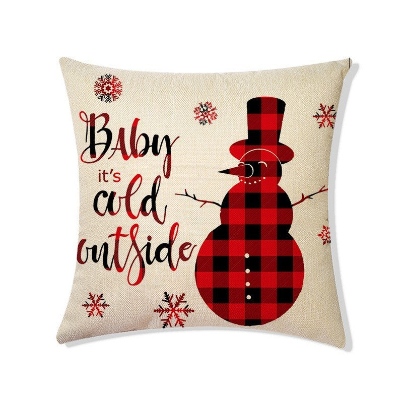 Christmas Linen Pillow Cover Home Decoration