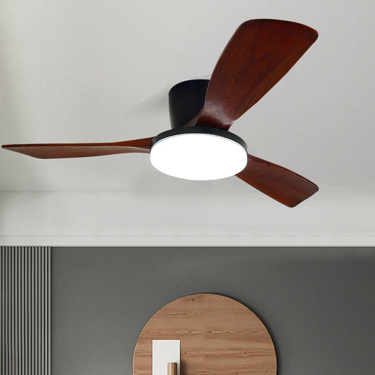 Lampe de ventilateur de plafond à LED de panneau de phare nordique en bois massif