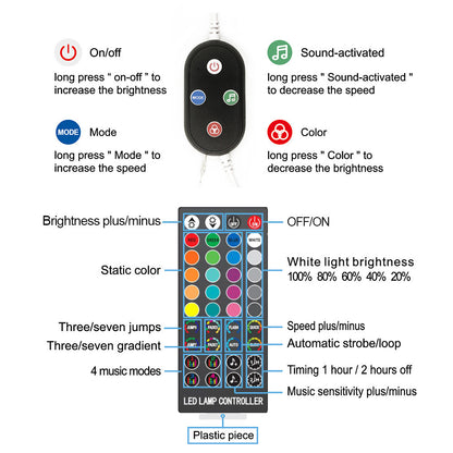 Cadena de luz LED Control remoto inalámbrico por infrarrojos de 40 teclas y control de aplicación inteligente Bluetooth