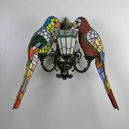 Multi Headed Parrot Series Colored Glass Lampshade