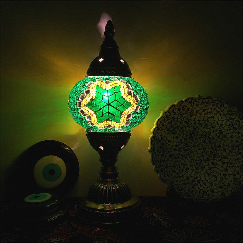 New Style Turkish Mosaic Table Lamp Vintage Art Deco Handcrafted Glass Romantic Bed Light