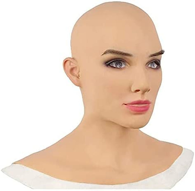 Halloween Cosplay Props Latex Bald Beauty Mask Headgear