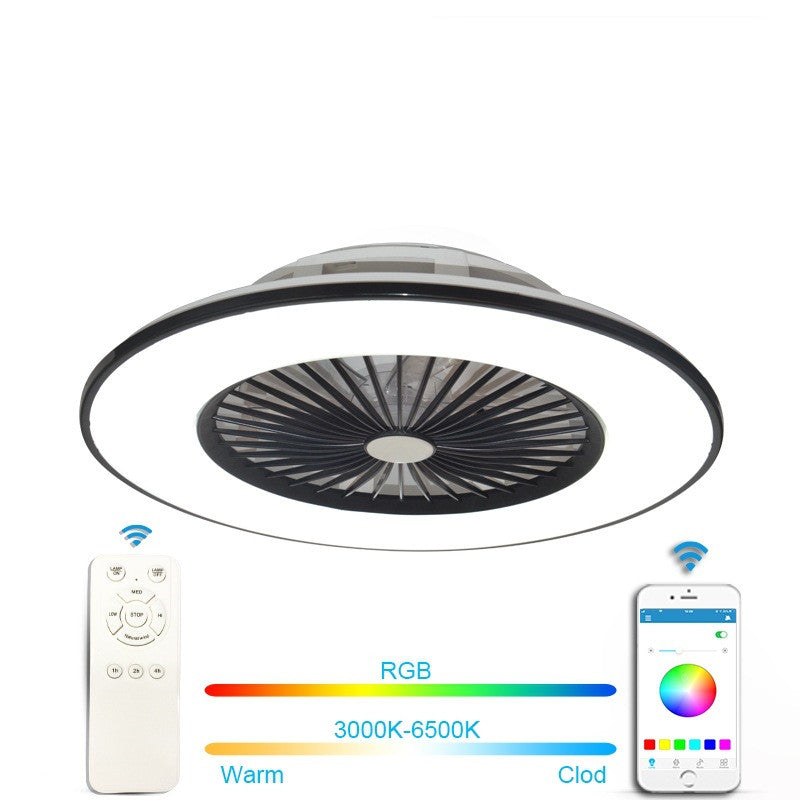 Lámpara colgante de ventilador LED simple, moderna e invisible