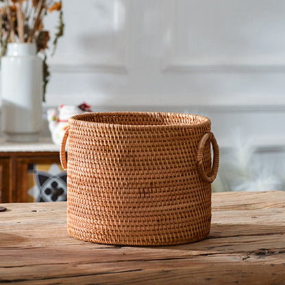 Table basse en rotin tissé à la main du Vietnam, panier de rangement des débris avec télécommande, seau de rangement rond