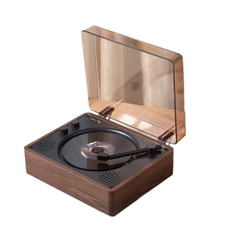 Reproductor de CD con bandeja portátil vintage de madera