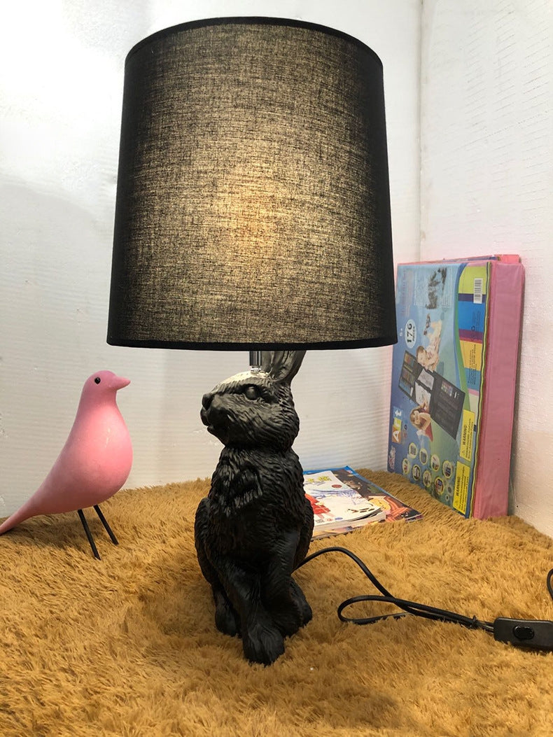 Bedroom Bedside Lamp Living Room Children's Room Study Resin Animal Rabbit Decorative Table Lamp