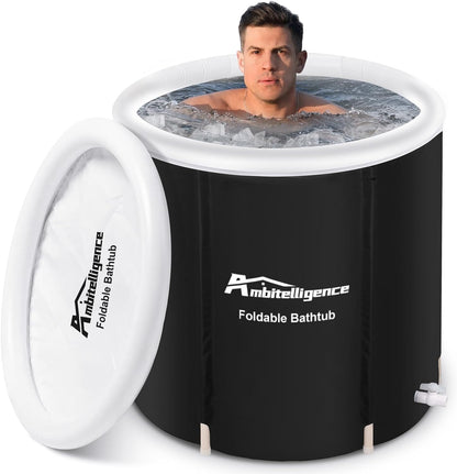 Baignoire à glace de récupération Baignoire pliable extérieure Portable Baignoire de thérapie à l'eau froide Baignoire à glace de rééducation de remise en forme pour les athlètes Baignoire à glace isolée de longue durée, seau de trempage spa 