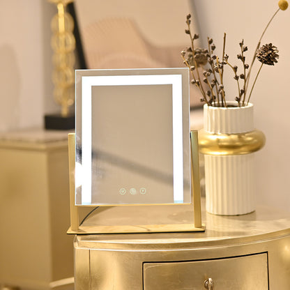 Household Large 360 Degrees Dressing Mirror Cosmetic Mirror LED Light Dressing Table Mirror