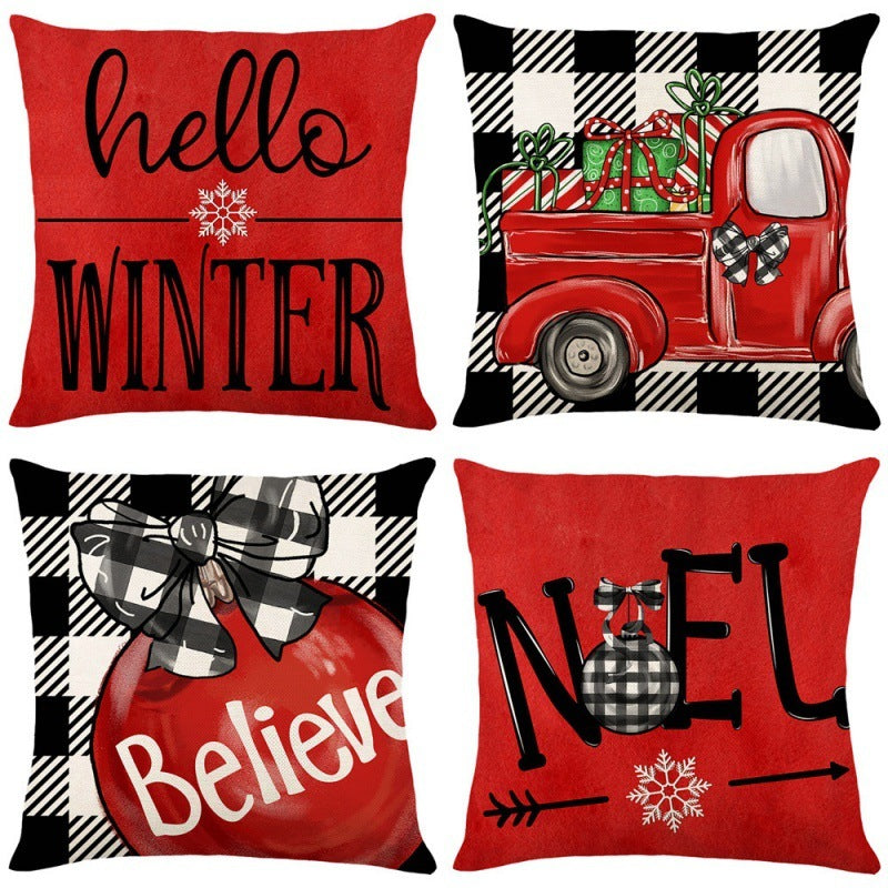 Home Decoration Christmas Pillow Cover Four-piece Set