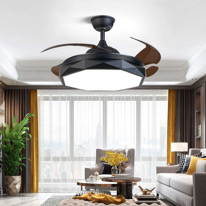 Modern Simple Living Room With Fan And Chandelier Bedroom